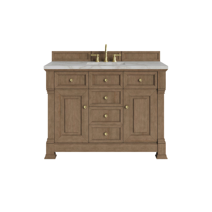 Brookfield 48" Single Vanity, Honey Oak w/ 3 CM Victorian Silver Silestone Top w/ FreePower Wireless Charger