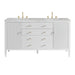 Myrrin 60" Double Vanity, Bright White w/ 3 CM Victorian Silver Silestone Top