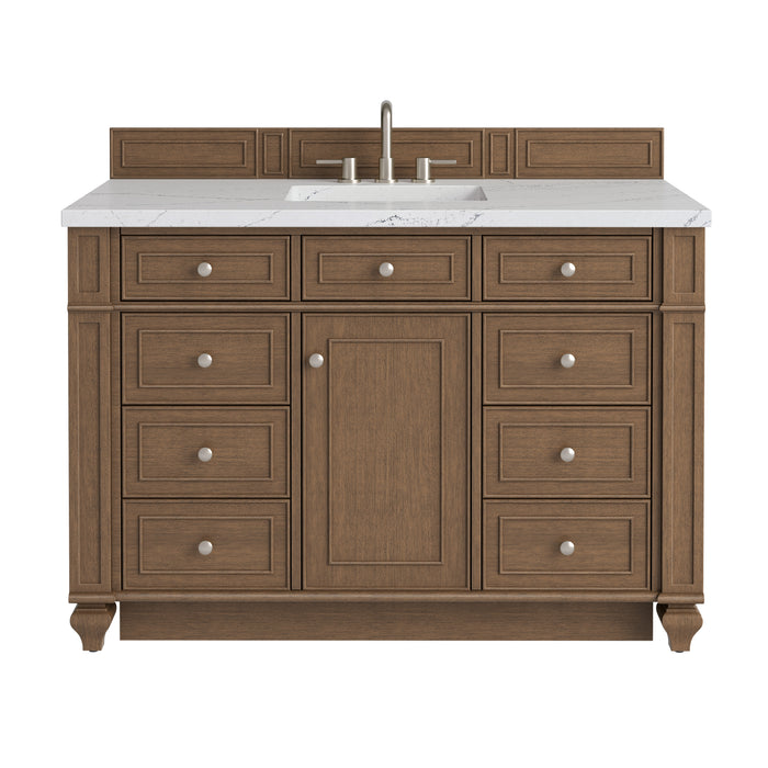 Bristol 48" Single Vanity, Saddle Brown w/ 3 CM Charcoal Soapstone Silestone Top