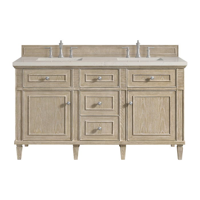 Lorelai 60" Double Vanity, Mid-Century Walnut w/ 3 CM Eternal Jasmine Pearl Silestone Top