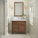 James Martin Lorelai 36" Single Bathroom Vanity in Mid-Century Walnut, shown in a bathroom setting