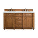 Bristol 60" Double Vanity, Saddle Brown w/ 3 CM White Zeus Silestone Top