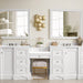 De Soto 118" Double Vanity Set, Bright White w/ 3 CM White Zeus Silestone Top