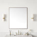 James Martin Rohe 36" Rectangular Mirror in Champagne Brass, shown in a bathroom setting