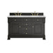 Brookfield 60" Double Vanity, Black Onyx w/3 CM Carrara White Marble Top