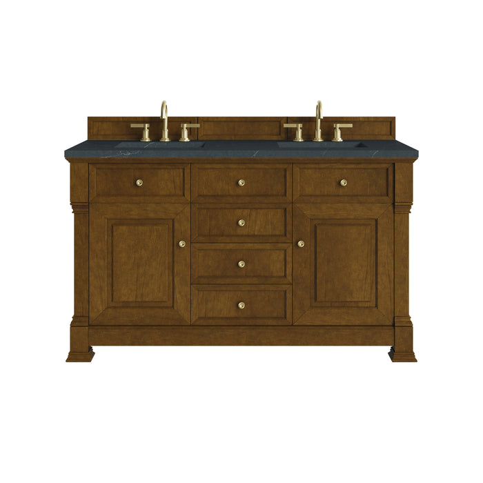 Brookfield 60" Double Vanity, Black Onyx, w/ 3 CM Siberian Silestone Top w/FreePower Wireless Charger