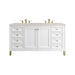 Chicago 60" Double Vanity, Glossy White, w/ 3 CM Siberian Silestone Top