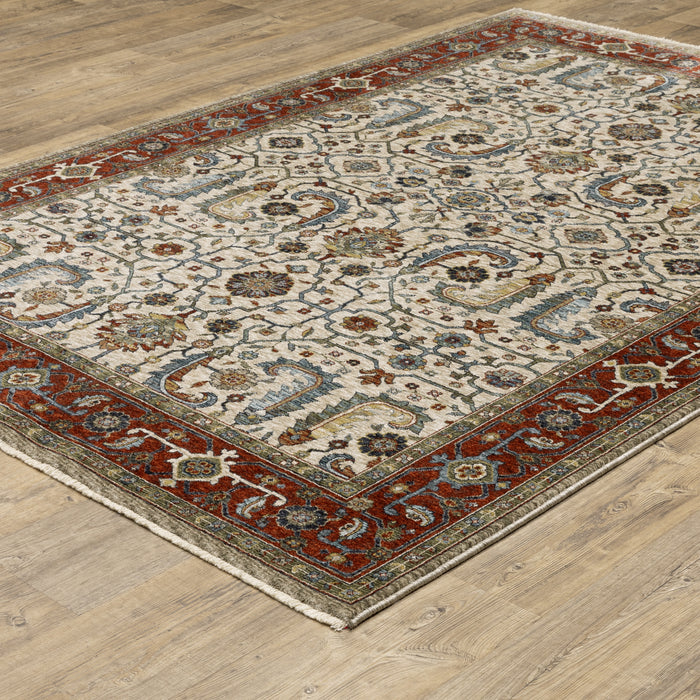 Oriental Weavers Aberdeen 144D1 Ivory/ Red 6'7"" x 9'6"" Indoor Area Rug A144D1200296ST