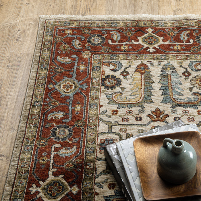 Oriental Weavers Aberdeen 144D1 Ivory/ Red 6'7"" x 9'6"" Indoor Area Rug A144D1200296ST