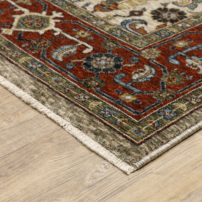 Oriental Weavers Aberdeen 144D1 Ivory/ Red 6'7"" x 9'6"" Indoor Area Rug A144D1200296ST