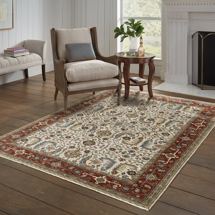 Oriental Weavers Aberdeen 144D1 Ivory/ Red 6'7"" x 9'6"" Indoor Area Rug A144D1200296ST