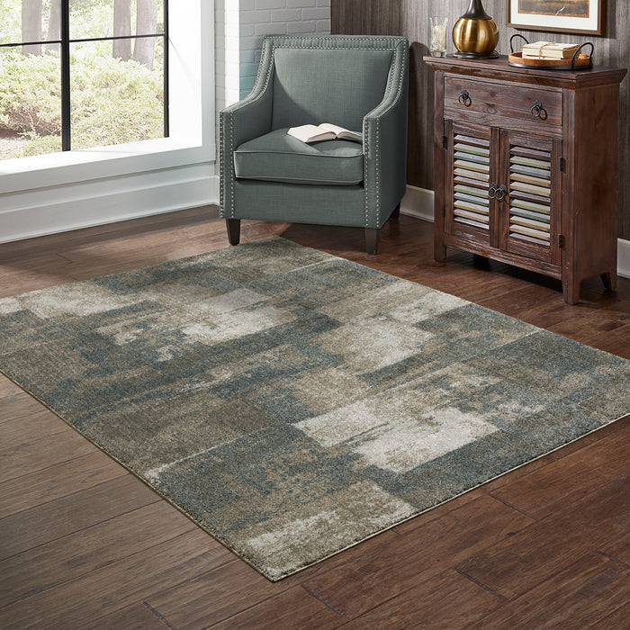 Oriental Weavers Alton 532B9 Teal/ Grey 9'10"" x 12'10"" Indoor Area Rug A532B9300390ST