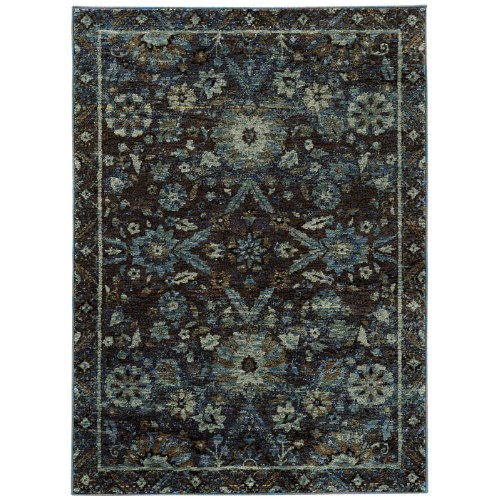 Oriental Weavers Andorra 7124A Navy/ Blue 7'10"" x 10'10"" Indoor Area Rug A7124A240343ST