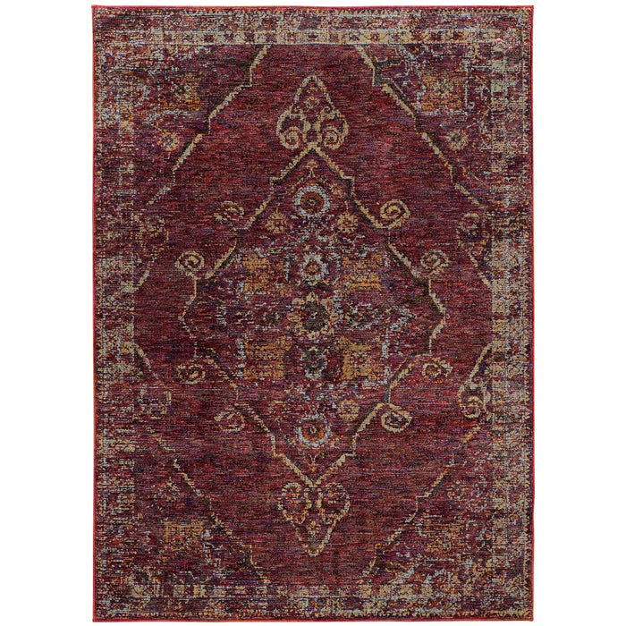 Oriental Weavers Andorra 7135E Red/ Gold 6'7"" x 9'6"" Indoor Area Rug A7135E200300ST