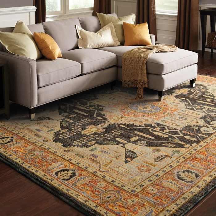 Oriental Weavers Andorra 7138B Gold/ Brown 7'10"" x 10'10"" Indoor Area Rug A7138B240343ST