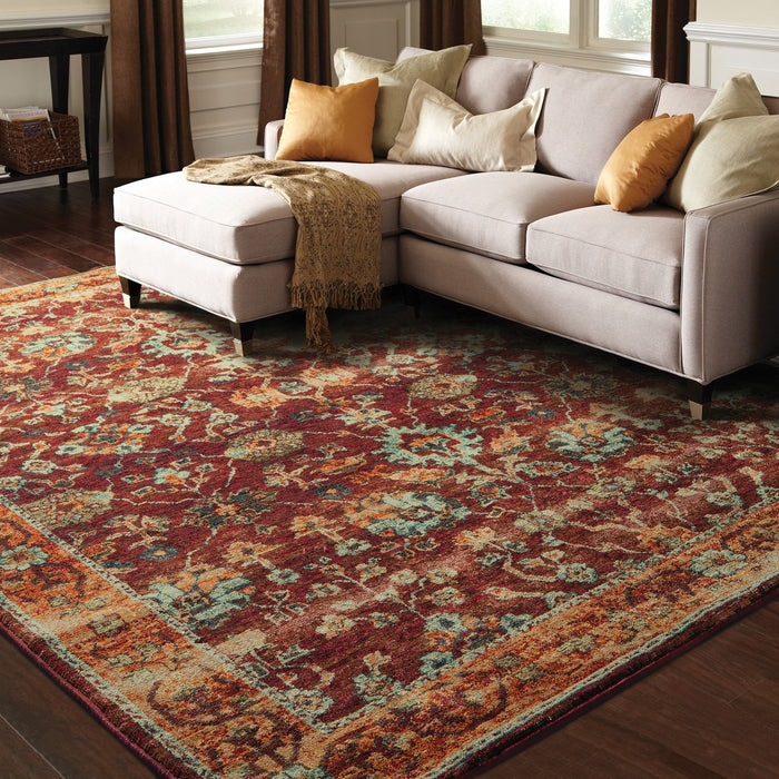 Oriental Weavers Andorra 7154A Red/ Gold 8'6"" x 11'7"" Indoor Area Rug A7154A260370ST
