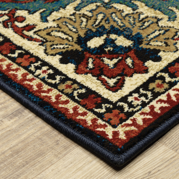 Oriental Weavers Ankara 1803B Blue/ Red 7'10"" x 10'10"" Indoor Area Rug A1803B240330ST