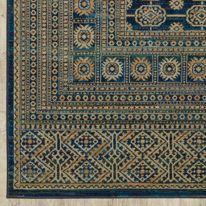 Oriental Weavers Ankara 602K5 Blue/ Gold 7'10"" x 10'10"" Indoor Area Rug A602K5240330ST