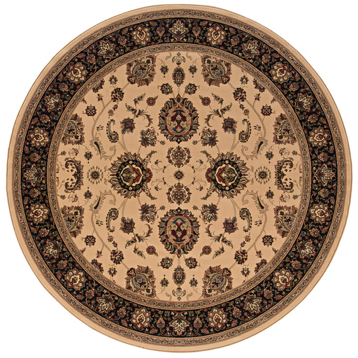 Oriental Weavers Ariana 130/7 Ivory/ Black 8' Round Indoor Area Rug A130/7240240ST