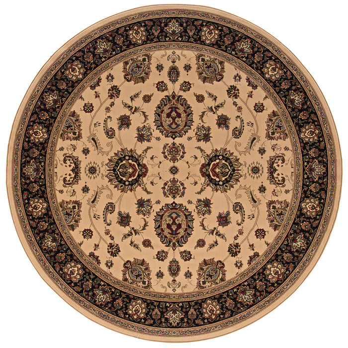Oriental Weavers Ariana 130/7 Ivory/ Black 8' Round Indoor Area Rug A130/7240240ST