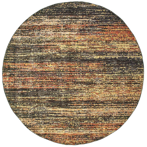Oriental Weavers Atlas 8037C Gold/ Charcoal 7'10"" Round Indoor Area Rug A8037C240RDST