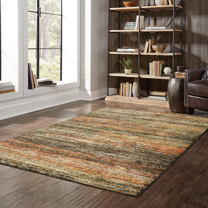 Oriental Weavers Atlas 8037C Gold/ Charcoal 8'6"" x 11'7"" Indoor Area Rug A8037C260370ST