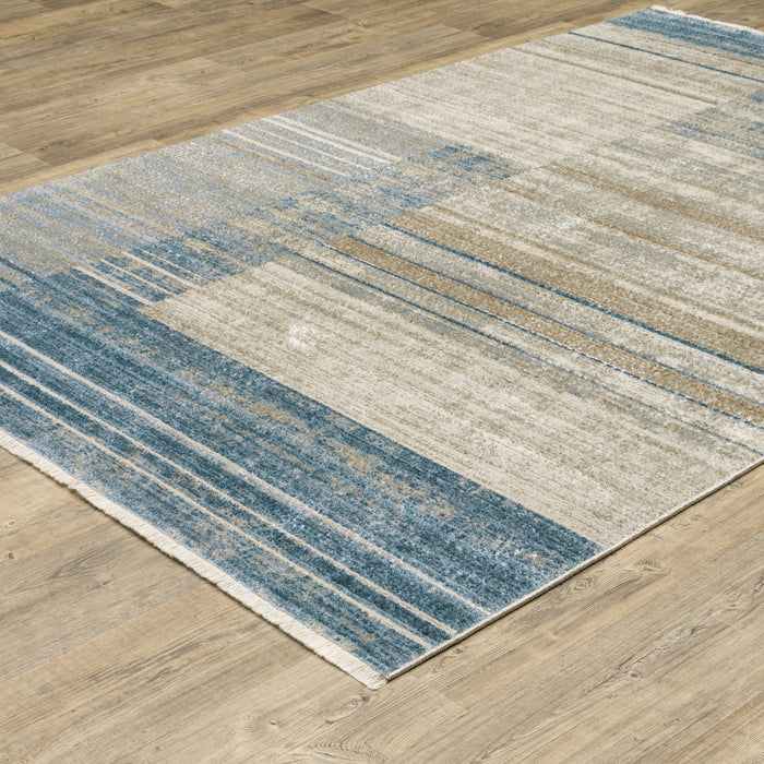 Oriental Weavers Bauer 090B2 Blue/ Beige 7'10"" x 10'10"" Indoor Area Rug B090B2240330ST