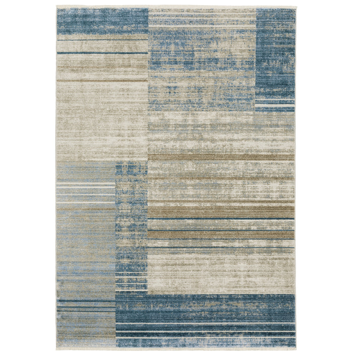 Oriental Weavers Bauer 090B2 Blue/ Beige 7'10"" x 10'10"" Indoor Area Rug B090B2240330ST