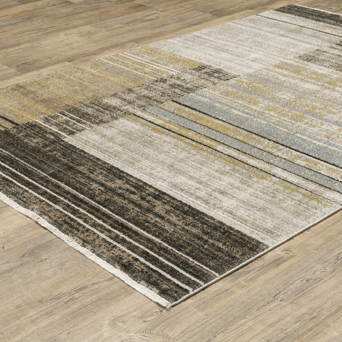 Oriental Weavers Bauer 090N2 Beige/ Charcoal 7'10"" x 10'10"" Indoor Area Rug B090N2240330ST
