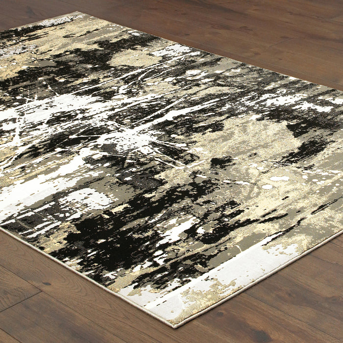 Oriental Weavers Bowen 109E2 Black/ Gold 7'10"" x 10'10"" Indoor Area Rug B109E2240330ST