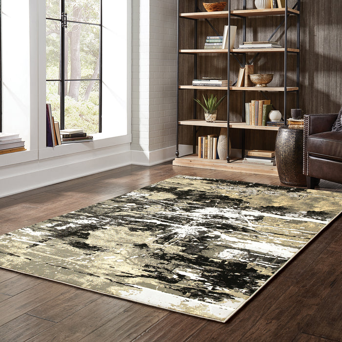 Oriental Weavers Bowen 109E2 Black/ Gold 7'10"" x 10'10"" Indoor Area Rug B109E2240330ST