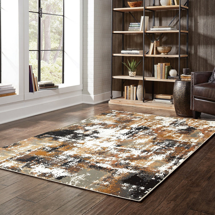 Oriental Weavers Bowen 4928X Grey/ Gold 6'7"" x 9'6"" Indoor Area Rug B4928X200290ST