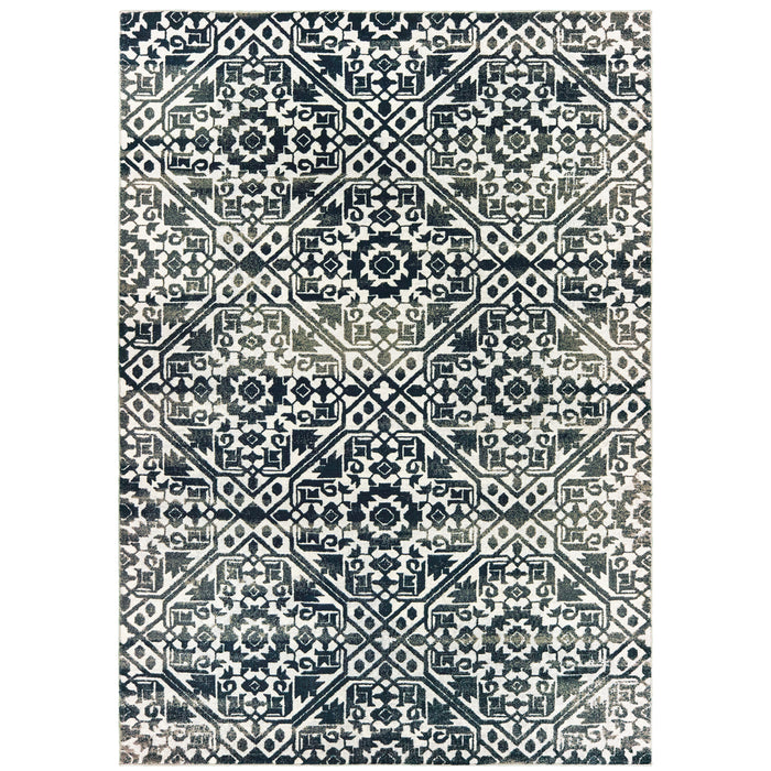 Oriental Weavers Bowen 5506E Navy/ Ivory 6'7"" x 9'6"" Indoor Area Rug B5506E200290ST