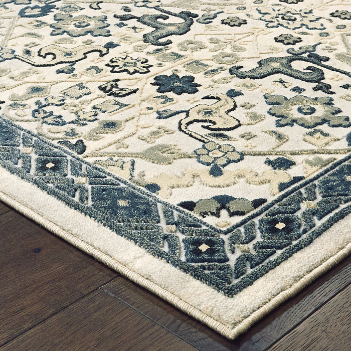 Oriental Weavers Bowen 073J2 Ivory/ Navy 9'10"" x 12'10"" Indoor Area Rug B072J2300390ST