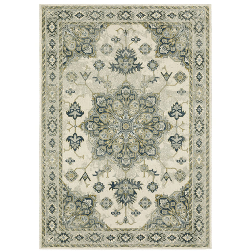 Oriental Weavers Branson BR04B Ivory/ Blue 9'10"" x 12'10"" Indoor Area Rug BBR04B300390ST