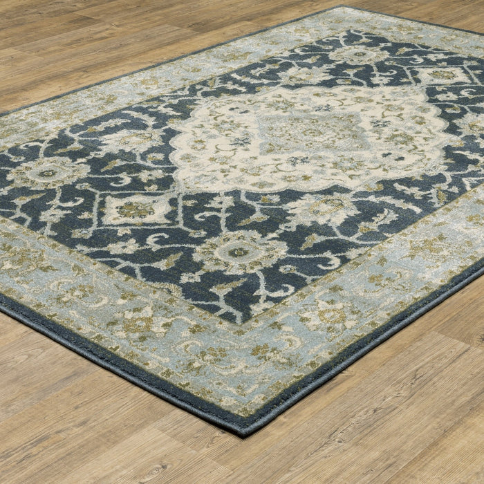 Oriental Weavers Branson BR05A Teal Blue/ Ivory 7'10"" x 10' Indoor Area Rug BBR05A240305ST