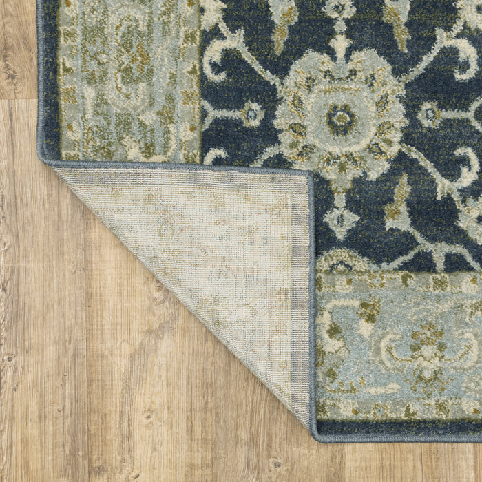 Oriental Weavers Branson BR05A Teal Blue/ Ivory 9'10"" x 12'10"" Indoor Area Rug BBR05A300390ST