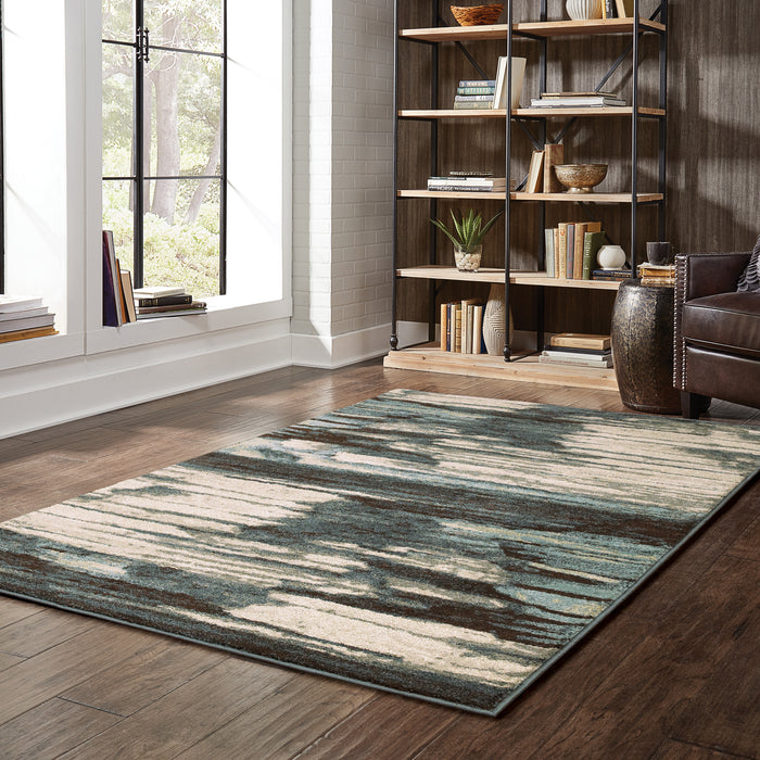 Oriental Weavers Carson 9675A Blue/ Brown 9'10"" x 12'10"" Indoor Area Rug C9675A300390ST