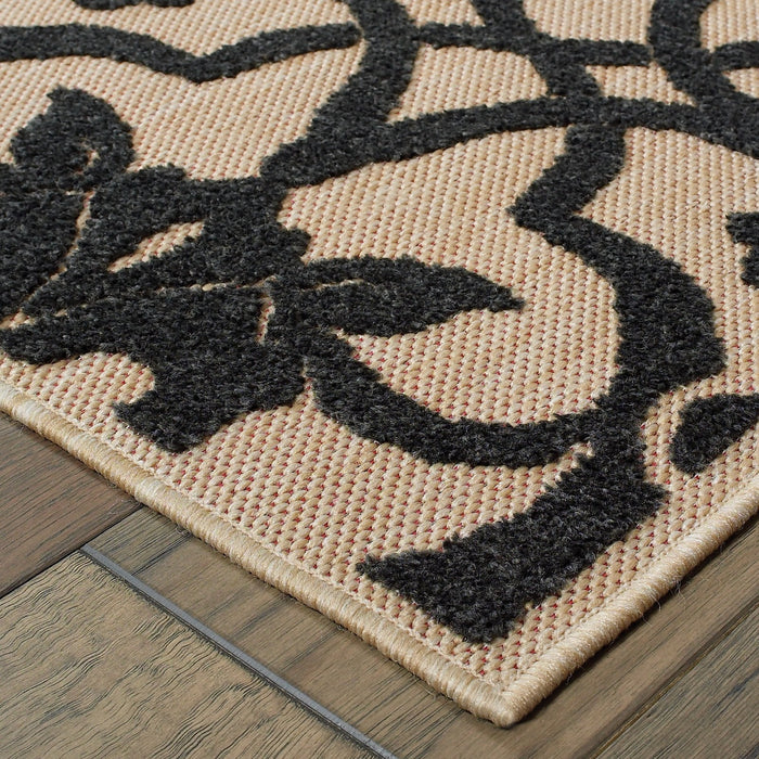 Oriental Weavers Cayman 001B9 Sand/ Charcoal 9'10"" x 12'10"" Indoor/Outdoor Area Rug C001B9300390ST