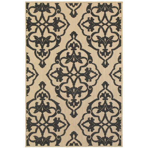 Oriental Weavers Cayman 001B9 Sand/ Charcoal 9'10"" x 12'10"" Indoor/Outdoor Area Rug C001B9300390ST