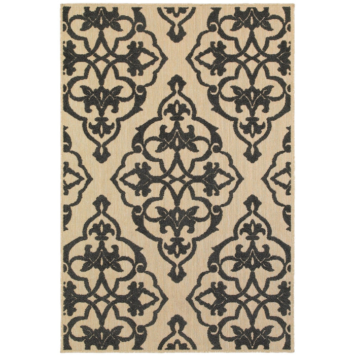Oriental Weavers Cayman 001B9 Sand/ Charcoal 9'10"" x 12'10"" Indoor/Outdoor Area Rug C001B9300390ST
