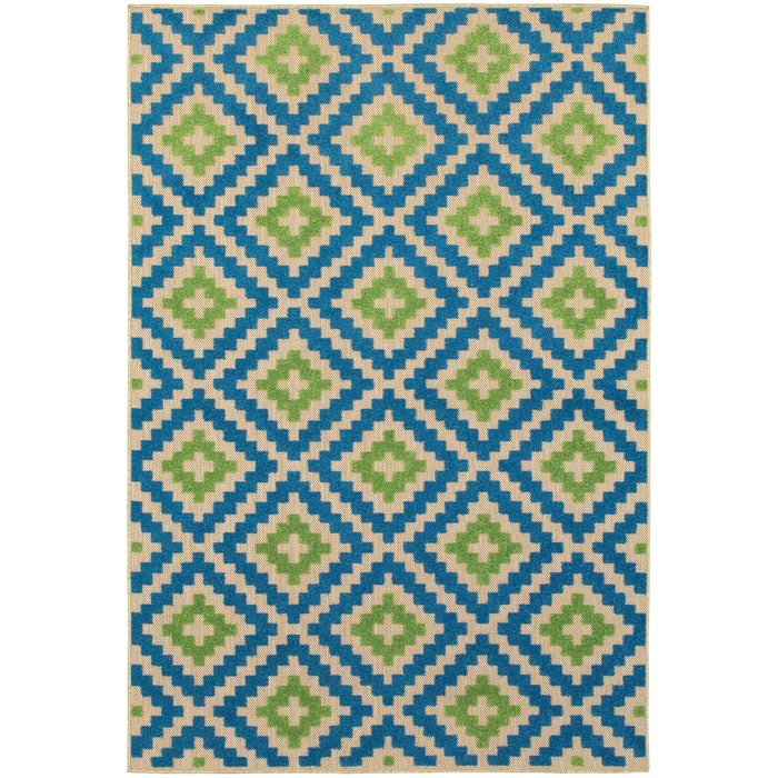 Oriental Weavers Cayman 2063Z Blue/ Green 9'10"" x 12'10"" Indoor/Outdoor Area Rug C2063Z300390ST