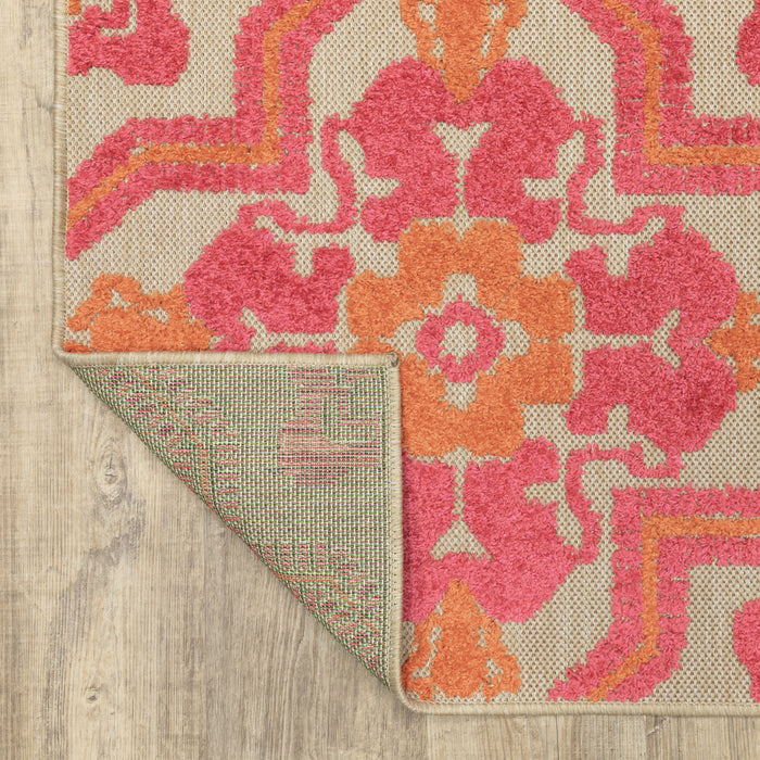 Oriental Weavers Cayman 2541V Sand/ Pink 9'10"" x 12'10"" Indoor/Outdoor Area Rug C2541V300390ST