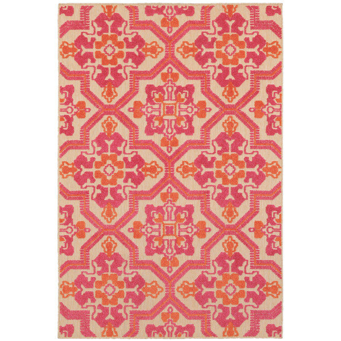 Oriental Weavers Cayman 2541V Sand/ Pink 9'10"" x 12'10"" Indoor/Outdoor Area Rug C2541V300390ST