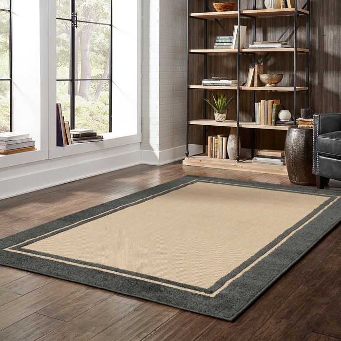 Oriental Weavers Cayman 5594K Sand/ Charcoal 9'10"" x 12'10"" Indoor/Outdoor Area Rug C5594K300390ST