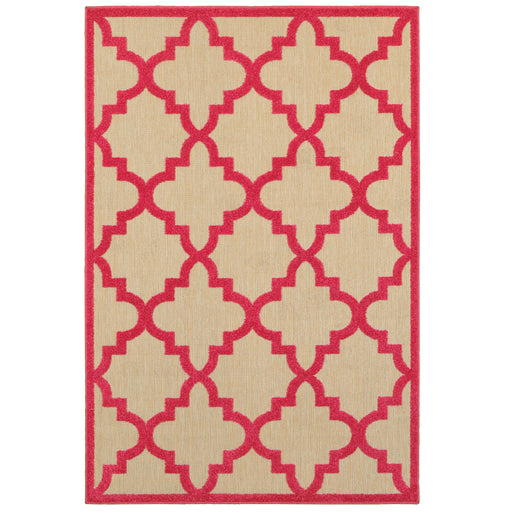 Oriental Weavers Cayman 660P9 Sand/ Pink 9'10"" x 12'10"" Indoor/Outdoor Area Rug C660P9300390ST