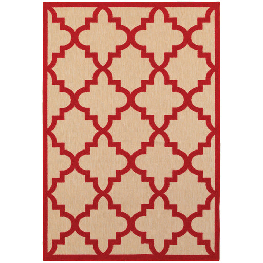 Oriental Weavers Cayman 660R9 Sand/ Red 9'10"" x 12'10"" Indoor/Outdoor Area Rug C660R9300390ST