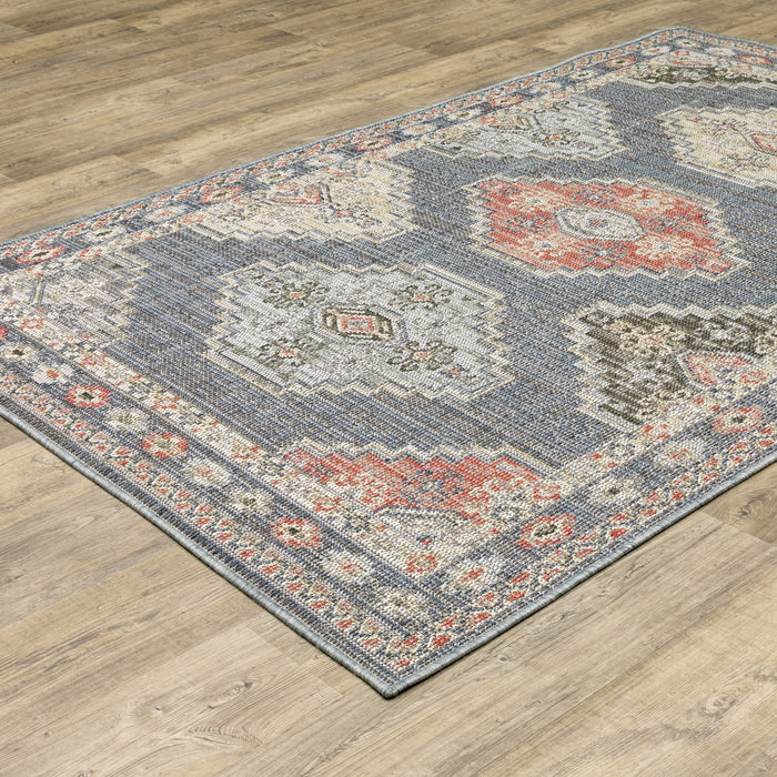 Oriental Weavers Cyprus 020B4 Blue/ Salmon 9'10"" x 12'10"" Indoor/Outdoor Area Rug C020B4300390ST