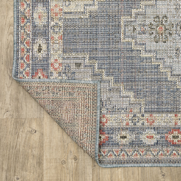 Oriental Weavers Cyprus 020B4 Blue/ Salmon 9'10"" x 12'10"" Indoor/Outdoor Area Rug C020B4300390ST