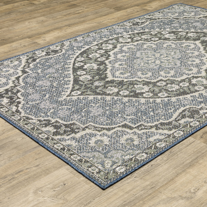 Oriental Weavers Cyprus 228C4 Blue/ Sage 9'10"" x 12'10"" Indoor/Outdoor Area Rug C228C4300390ST
